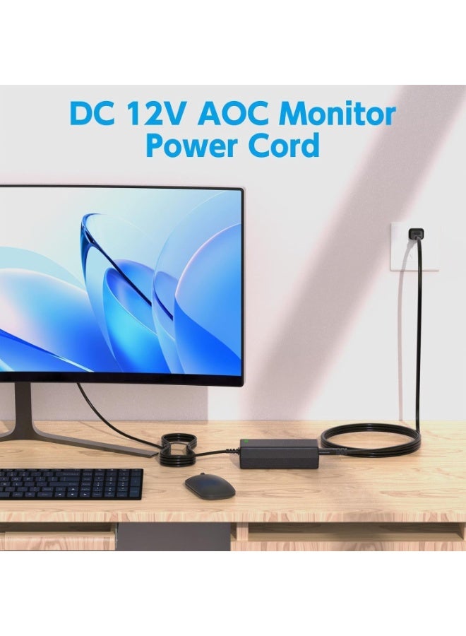 Terabyte New 12V AC/DC Adapter for AOC & HP Monitors Compatible with AOC 16"–27" and HP 2011X, 2211X, 2311X monitors. 12V output with 5.5 x 2.5mm connector. Replace - Image 3