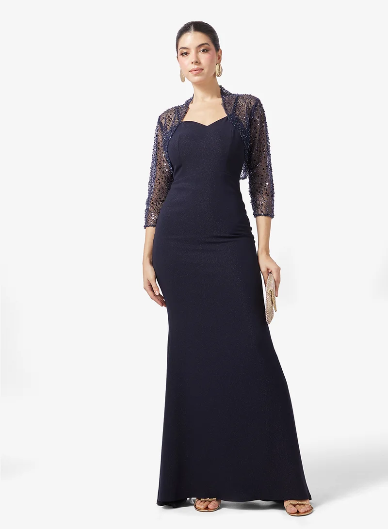 Namshi x  Embellished Sleeve Sweetheart Neckline A Line Dress for Women | Best Price UAE