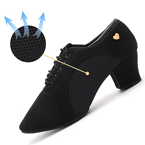RoseMoli Women's Latin Dance Shoes Lace-up Ballroom Modern Salsa Rhythm Teaching Practice Professional Performance Dance ShoesBlack-2 - Image 4