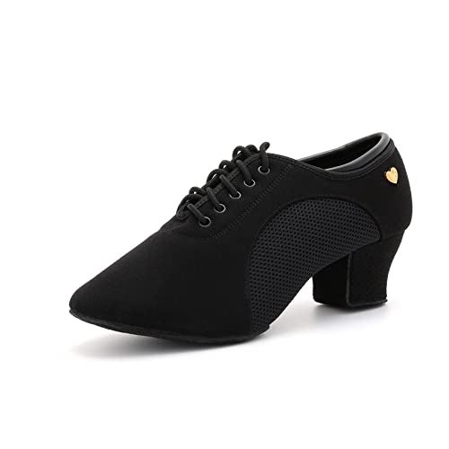 RoseMoli Women's Latin Dance Shoes Lace-up Ballroom Modern Salsa Rhythm Teaching Practice Professional Performance Dance ShoesBlack-2 - Image 1