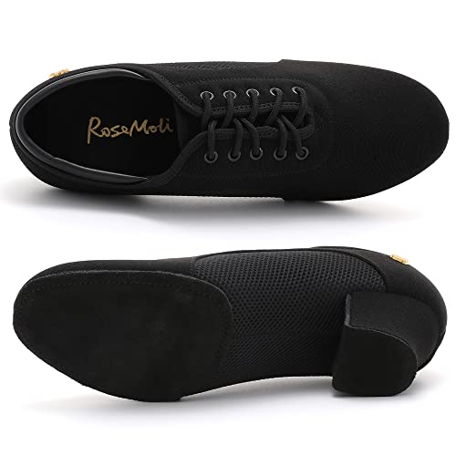 RoseMoli Women's Latin Dance Shoes Lace-up Ballroom Modern Salsa Rhythm Teaching Practice Professional Performance Dance ShoesBlack-2 - Image 3