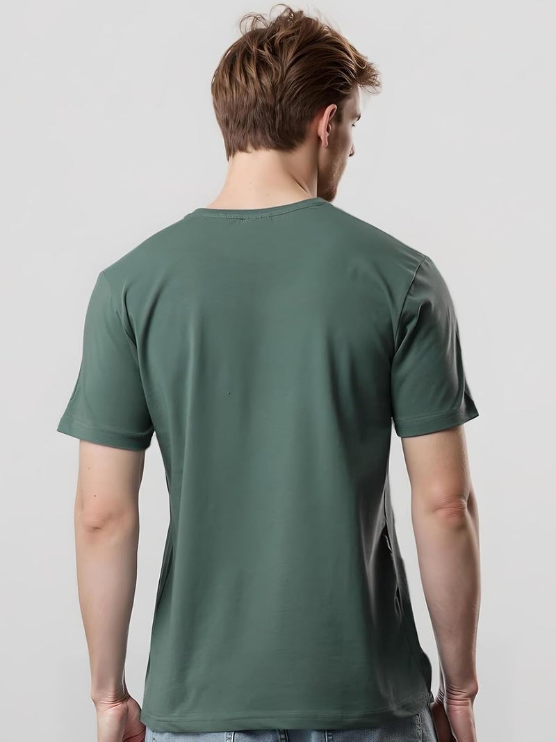 ADRO Men's Printed T-Shirt in Green - Premium Lycra Cotton Regular Fit - Image 2