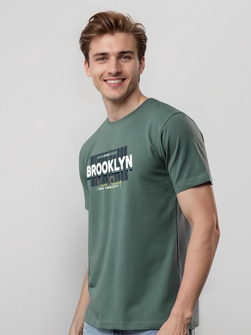 ADRO Men's Printed T-Shirt in Green - Premium Lycra Cotton Regular Fit - Image 4