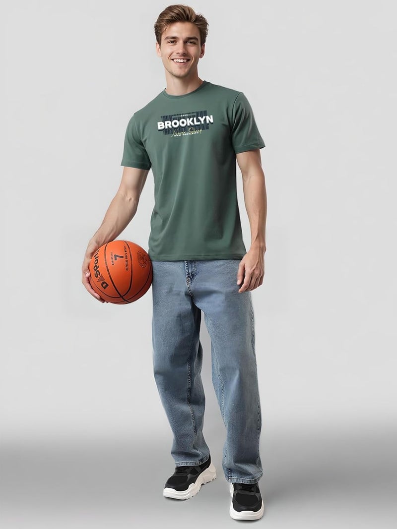 ADRO Men's Printed T-Shirt in Green - Premium Lycra Cotton Regular Fit - Image 5