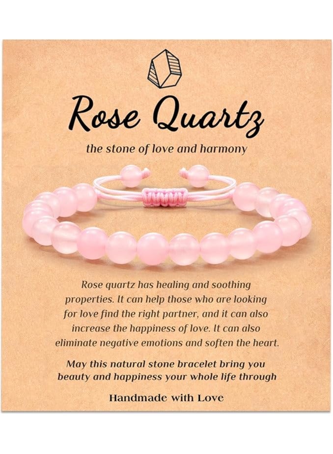 MIRFA Natural Rose Quartz Crystal 8mm Stones Bracelet  - Image 1