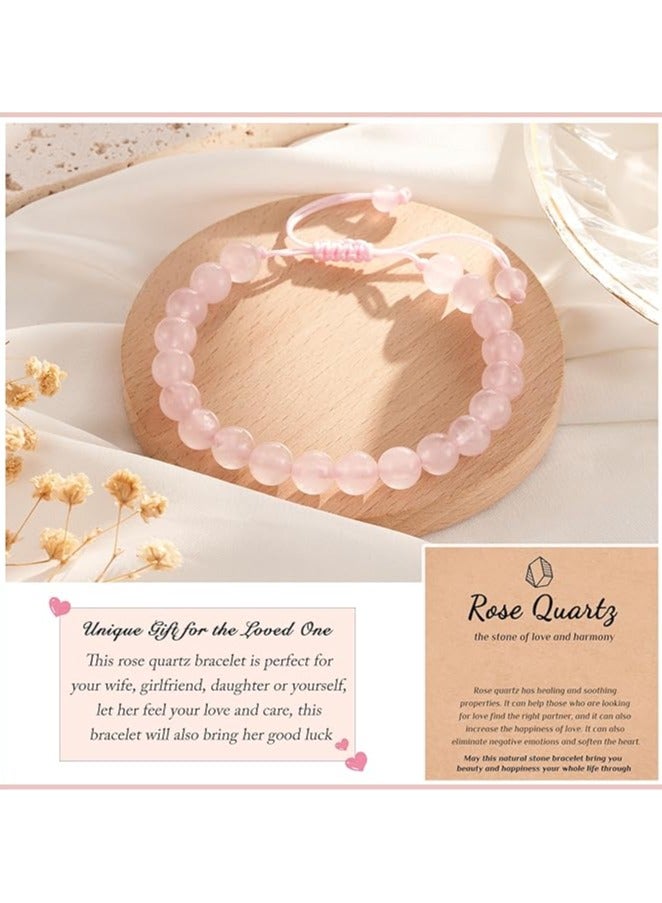 MIRFA Natural Rose Quartz Crystal 8mm Stones Bracelet  - Image 3