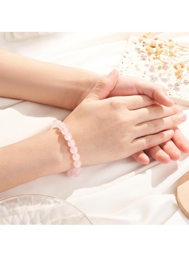 MIRFA Natural Rose Quartz Crystal 8mm Stones Bracelet  - Image 4