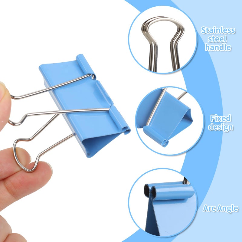 Joyberg 125Pcs Binder Clips Colored, Binder Clips Assorted Sizes, 6 Sizes Binder Paper Clips for Office Supplies/Home/School (Blue, Pink, Yellow, Green) - Image 3