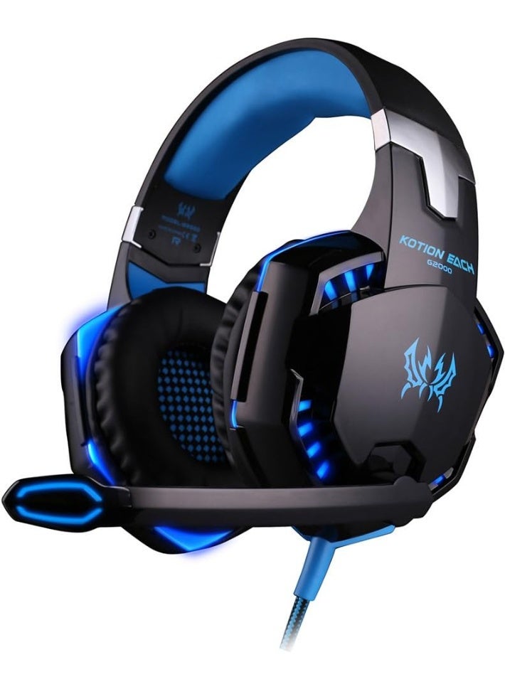 Stereo Gaming Headphones G2000 – Surround Sound, Over-Ear, LED Lights, Black Blue  - Image 3