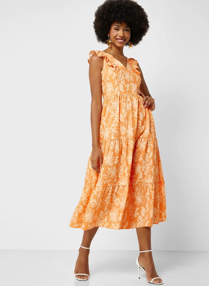 ELLA Ruffle Sleeve Printed Dress