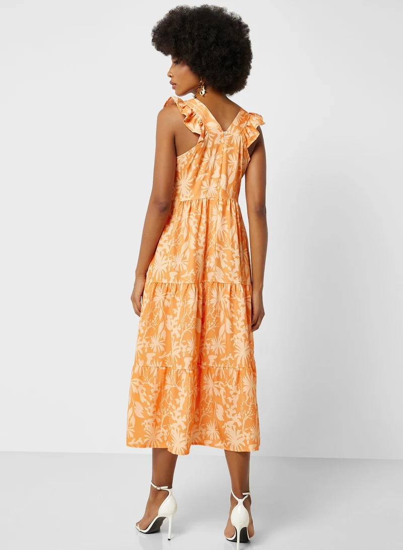 ELLA Ruffle Sleeve Printed Dress