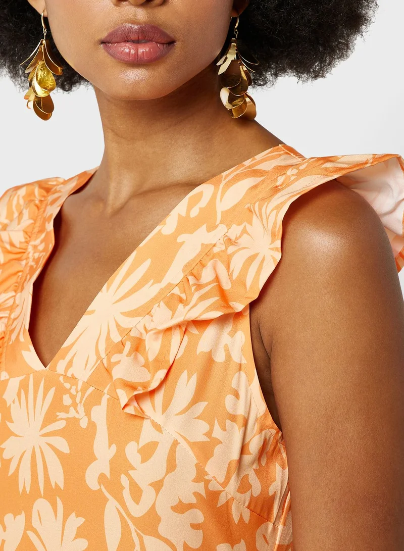 ELLA Ruffle Sleeve Printed Dress