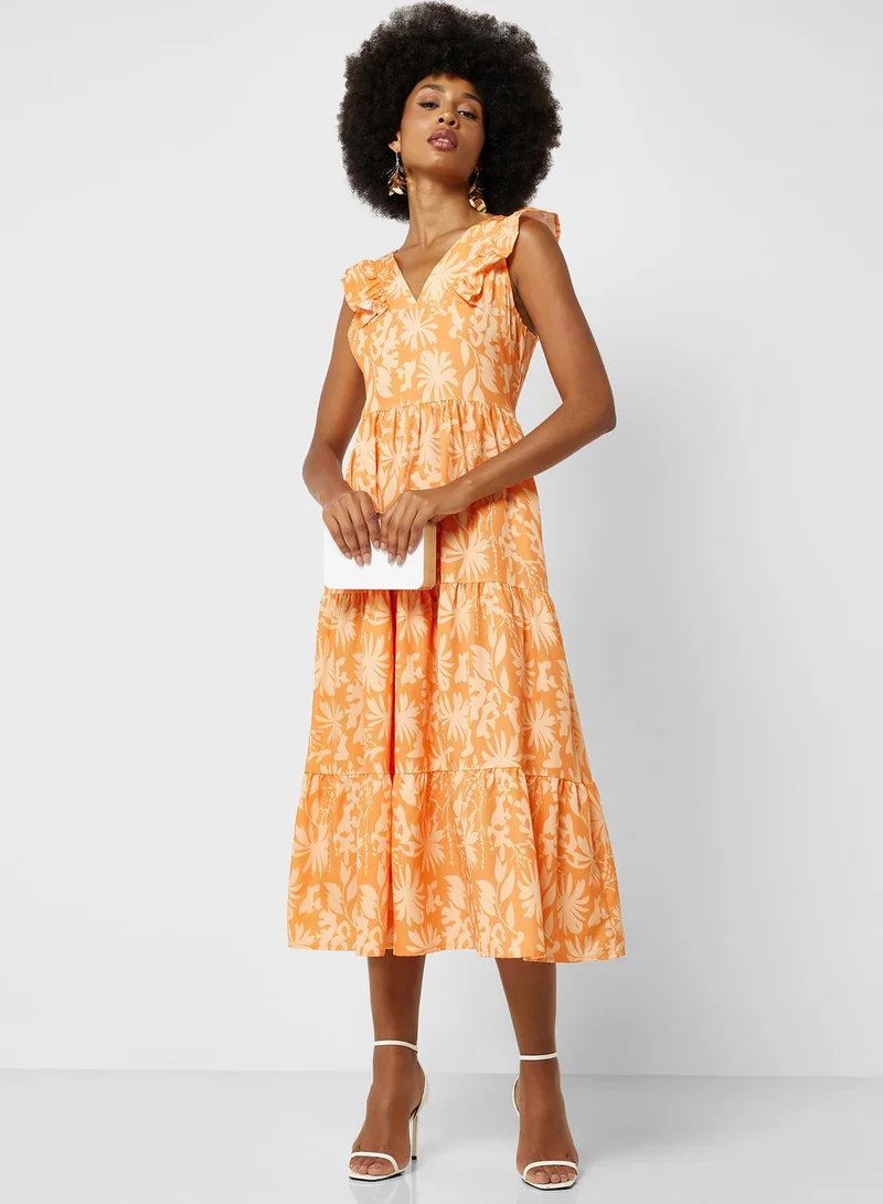 ELLA Ruffle Sleeve Printed Dress