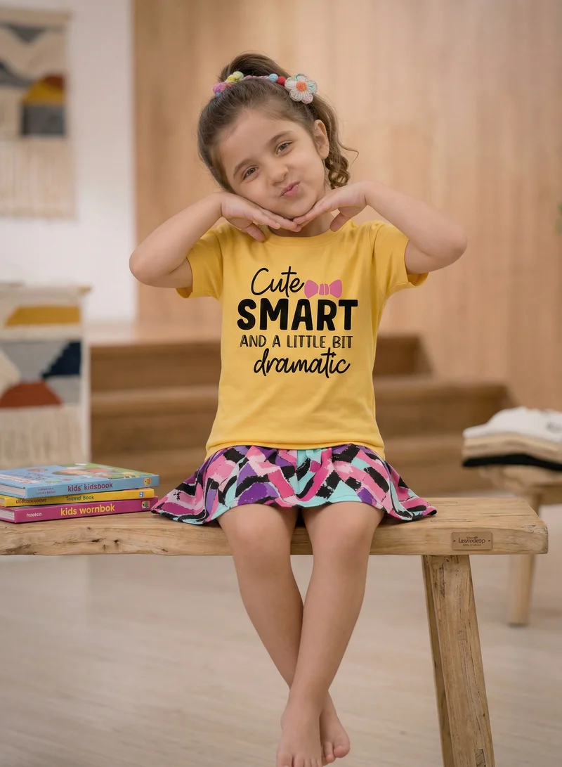 Funkaar yellow Funkaar Girl Cute Smart And Dramatic T-Shirt for Women | Best Price UAE
