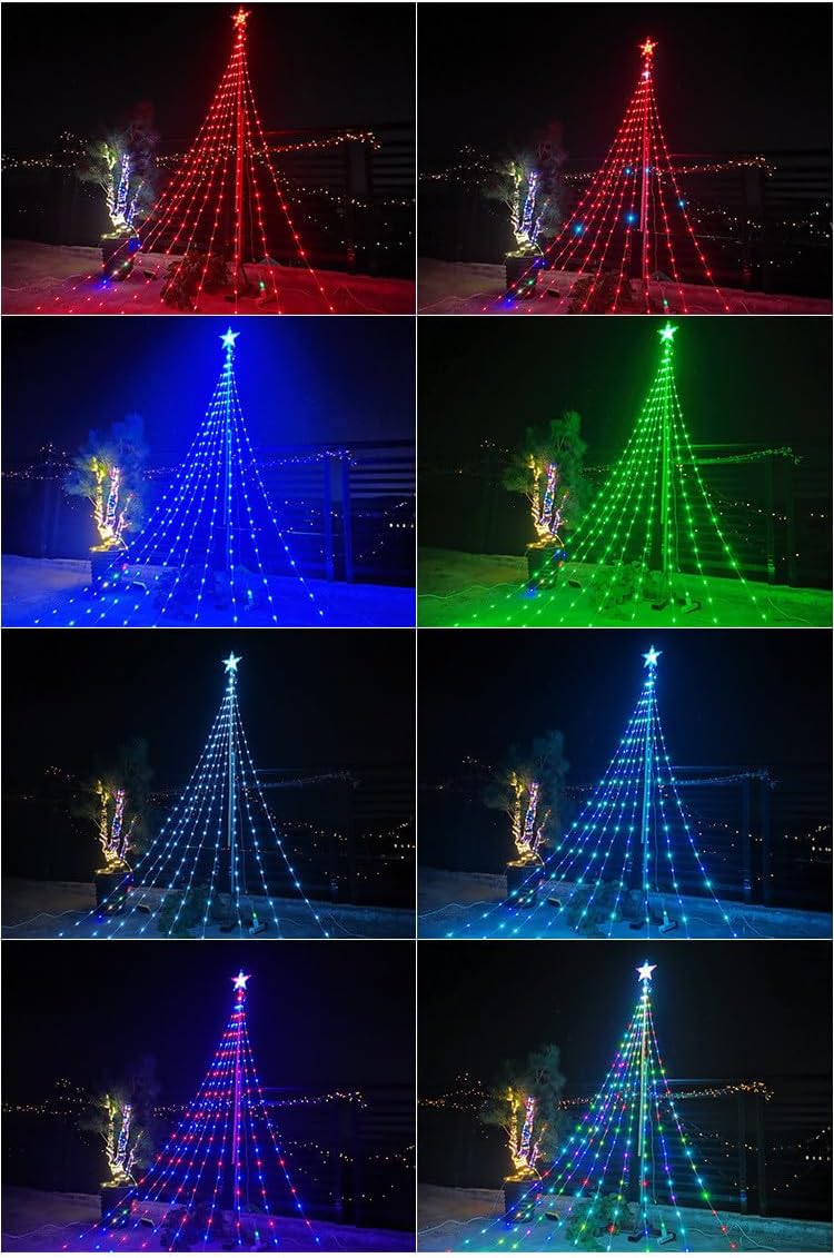 كلاراكو زينة مصابيح شلالات عيد الميلاد الخارجية من كلاركو، زينة عيد الميلاد الخارجية، زينة عيد الميلاد الخارجية، أضواء بأربعة ألوان لديكور عطلة عيد الميلاد، 2.8 متر مع 9270 مصباحًا - Image 3