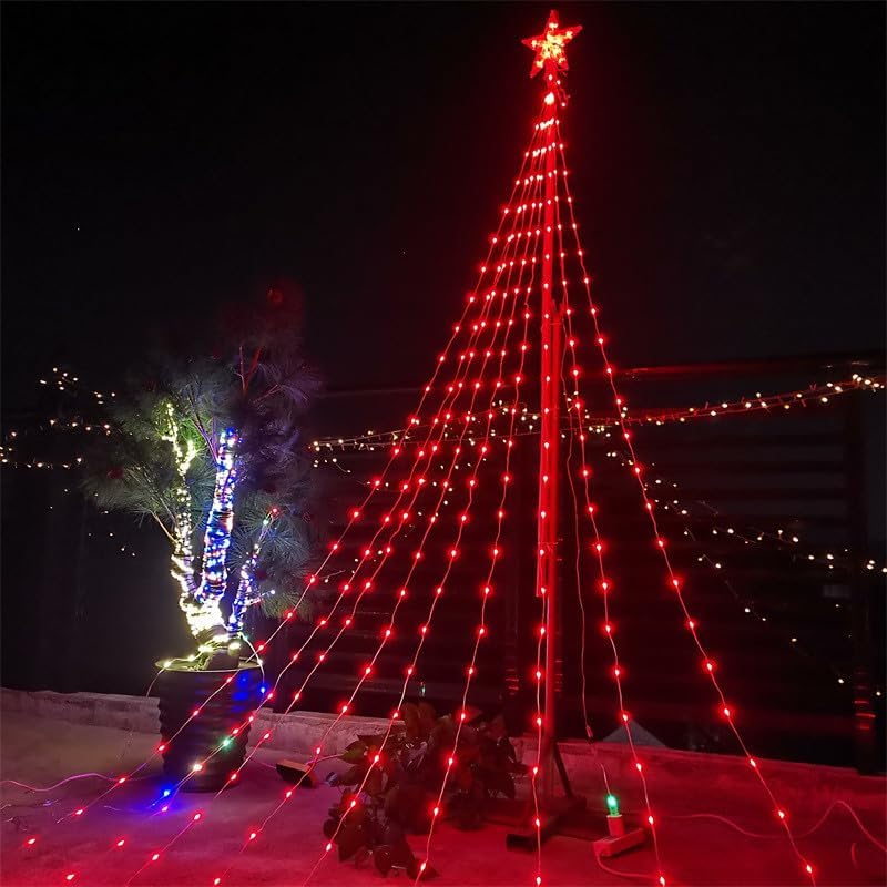 كلاراكو زينة مصابيح شلالات عيد الميلاد الخارجية من كلاركو، زينة عيد الميلاد الخارجية، زينة عيد الميلاد الخارجية، أضواء بأربعة ألوان لديكور عطلة عيد الميلاد، 2.8 متر مع 9270 مصباحًا - Image 2