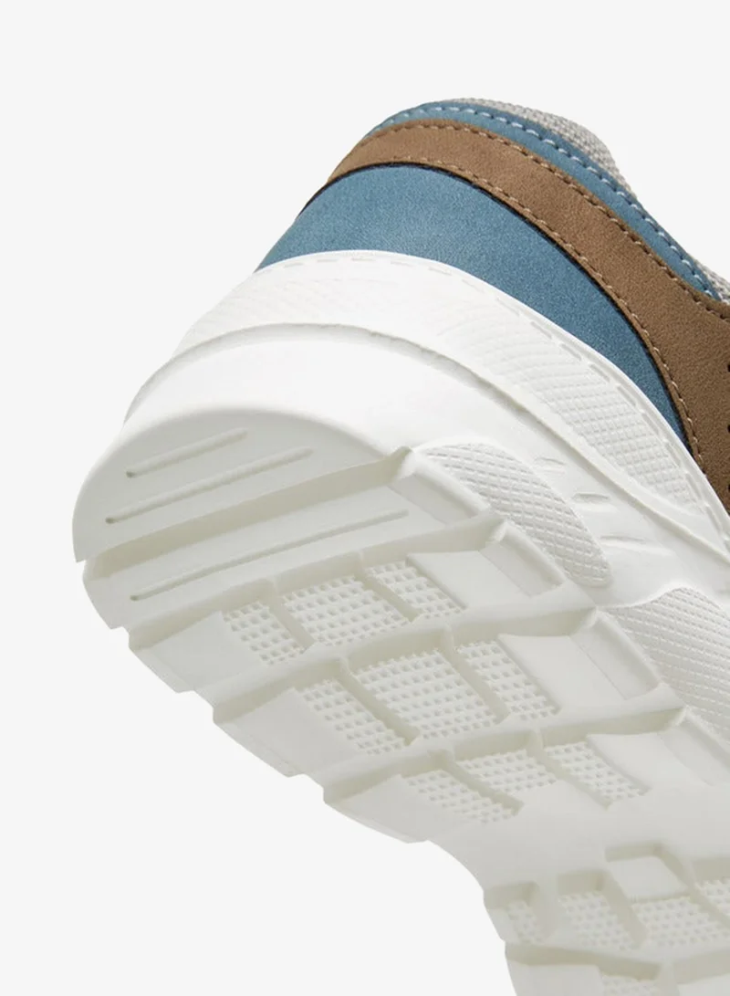Mister Duchini Panelled Sneakers with Hook and Loop Closure