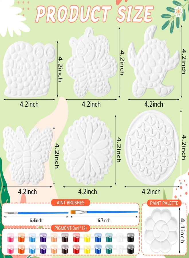 PullCrease 6 Pack Paint Your Own Plaster Stones - Kids Summer Arts and Crafts Garden Handprint Stepping Stone Painting Kit DIY Ceramic Craft Pottery Outdoor Painting Gifts for Kids Ages 4-12 - Image 2