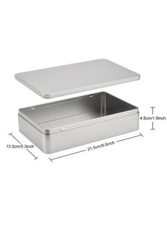 Hotop Hotop 1 Pack 8.5 by 5.3 by 1.9 Inch Silver Rectangular Empty Tin Box Containers, Gift, Jewelery and Storage Tin Kit, Home Organizer  - Image 2