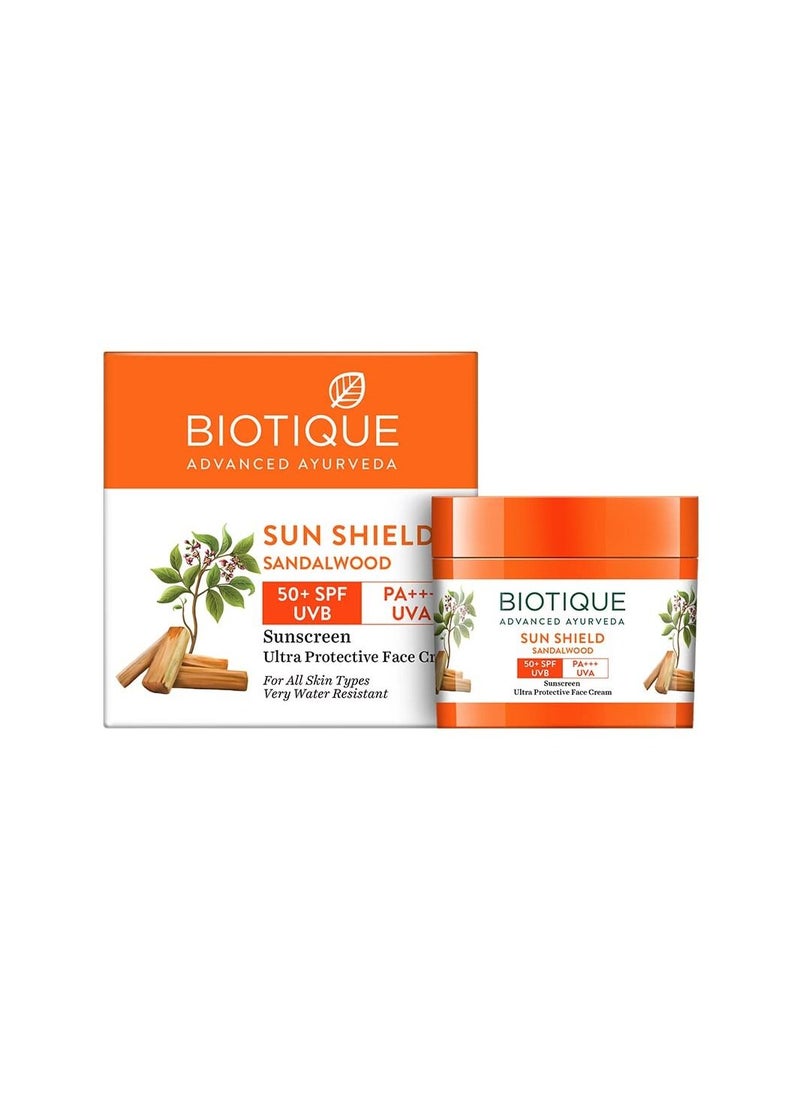 Biotique Sun Shield Sandalwood SPF 50 Cream 50gm  - Image 1