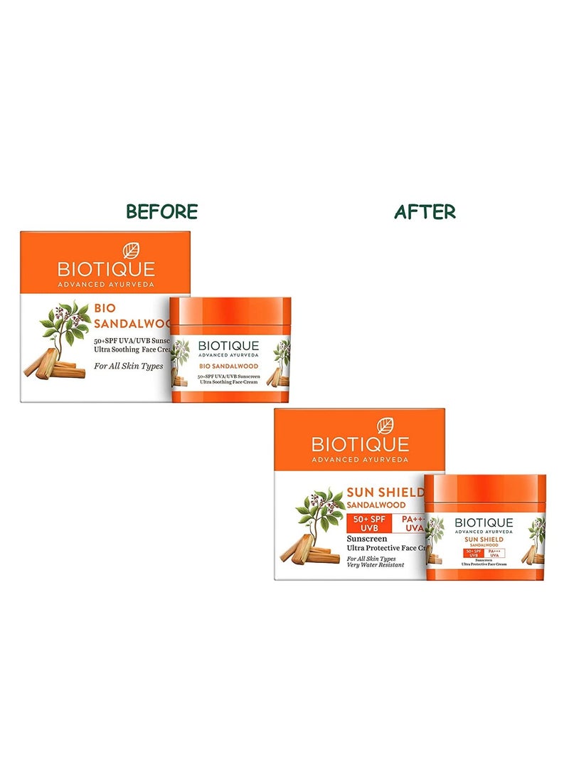 Biotique Sun Shield Sandalwood SPF 50 Cream 50gm  - Image 2