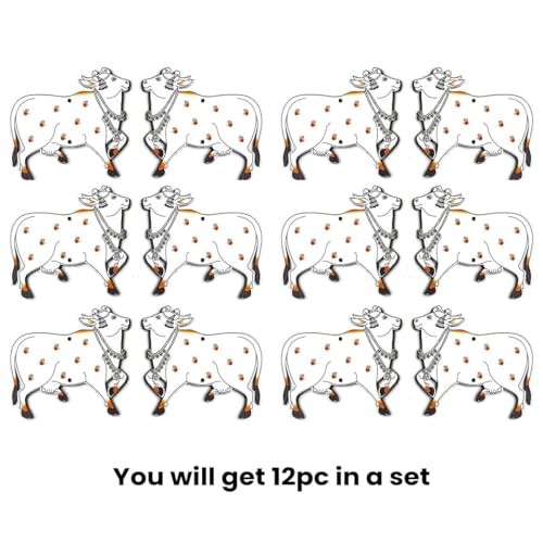 ADIKALA Pichwai Cow Mdf Cutout Design For Diwali | Dussehra | Rangoli | Pooja | Festival Gift | Wedding Decorations Set Of 12, Multicolored - Image 5