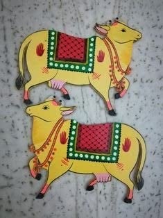 ADIKALA Pichwai Cow Mdf Cutout Design For Diwali | Dussehra | Rangoli | Pooja | Festival Gift | Wedding Decorations Set Of 12, Multicolored - Image 4