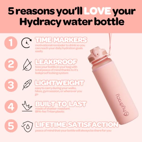 Hydracy Water Bottle with Times to Drink & Straw - Large 32 Oz BPA Free Motivational Water Bottle & No Sweat Sleeve -Leak Proof Gym Bottle with Time Marker - Ideal for Fitness, Sports & Outdoors - Image 2