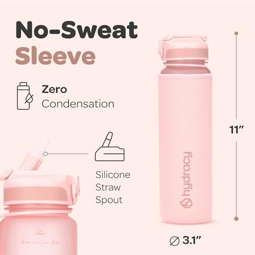 Hydracy Water Bottle with Times to Drink & Straw - Large 32 Oz BPA Free Motivational Water Bottle & No Sweat Sleeve -Leak Proof Gym Bottle with Time Marker - Ideal for Fitness, Sports & Outdoors - Image 5