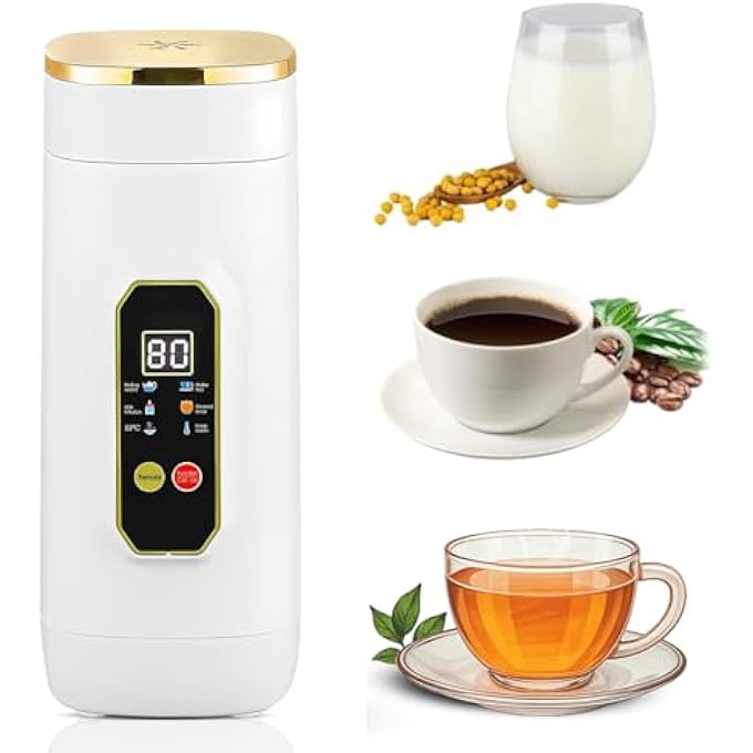 Hahamiya 650Ml Portable Electric Travel Kettle 6Temperature Control Kettle With Auto ShutOff  Boil Dry Protection 316 Stainless Steel Water Heater Compact Camping  Office Kettle - Image 1