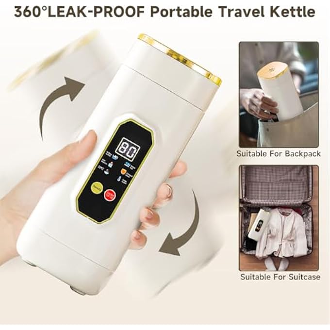 Hahamiya 650Ml Portable Electric Travel Kettle 6Temperature Control Kettle With Auto ShutOff  Boil Dry Protection 316 Stainless Steel Water Heater Compact Camping  Office Kettle - Image 5