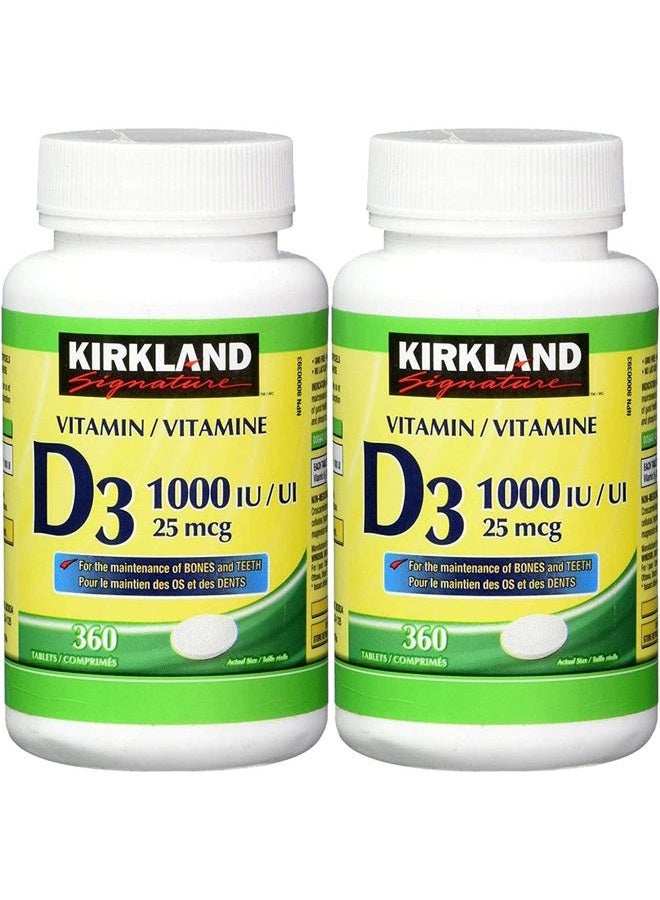 Kirkland (عبوة مزدوجة) 2 × فيتامين د3 من كيركلاند سيجنتشر 1000 وحدة دولية/25 ميكروجرام، 360 قرصًا - Image 3