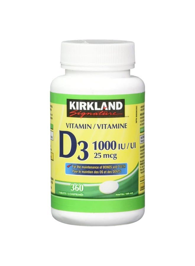 Kirkland (عبوة مزدوجة) 2 × فيتامين د3 من كيركلاند سيجنتشر 1000 وحدة دولية/25 ميكروجرام، 360 قرصًا - Image 4