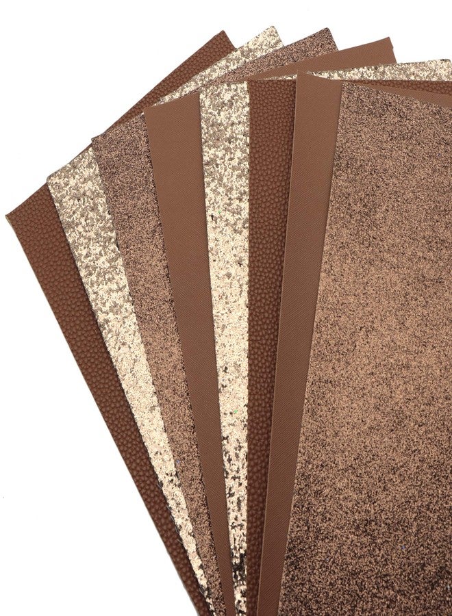 David accessories 8pcs/Set 7.7" x 12.9" (20 cm x 33 cm) Brown Color Series Faux Leather Sheets Glitter Mixed Synthetic Leather Sheets Bundles for Leather Earrings Bows Making - Image 4