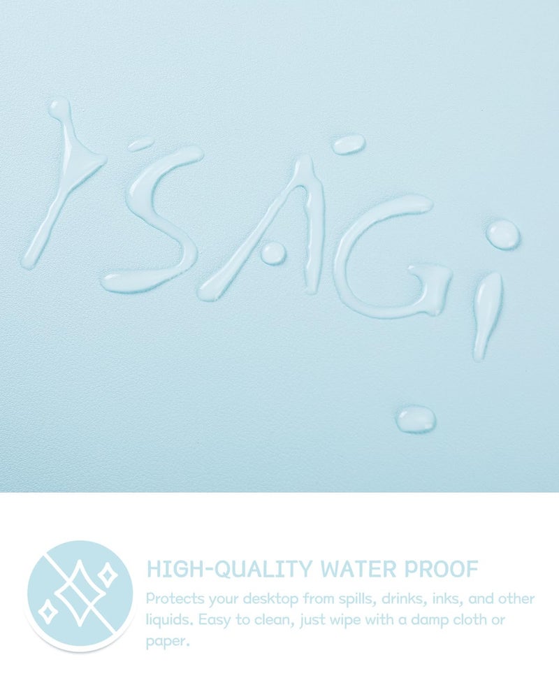 YSAGi Non-Slip Leather Desk Pad, Waterproof Laptop Computer Desk Keyboard Mat, Table Protector Blotter Mat, Large Mouse Pad for Office/Work/Home/Decor(Sky Blue, 31.5" x 15.7") - Image 3