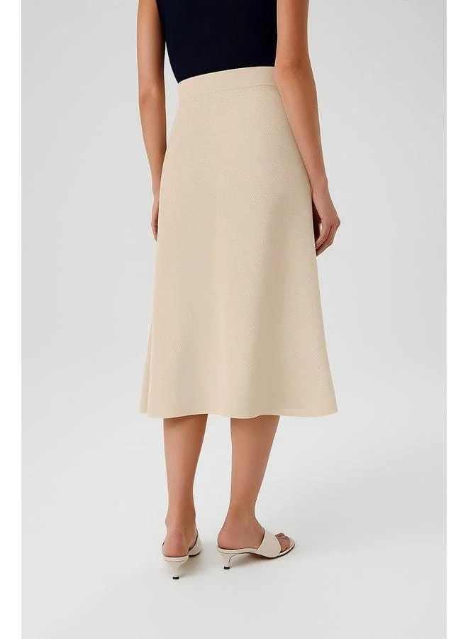 Mısırlı 1951 Light Beige Mesh Midi Skirt