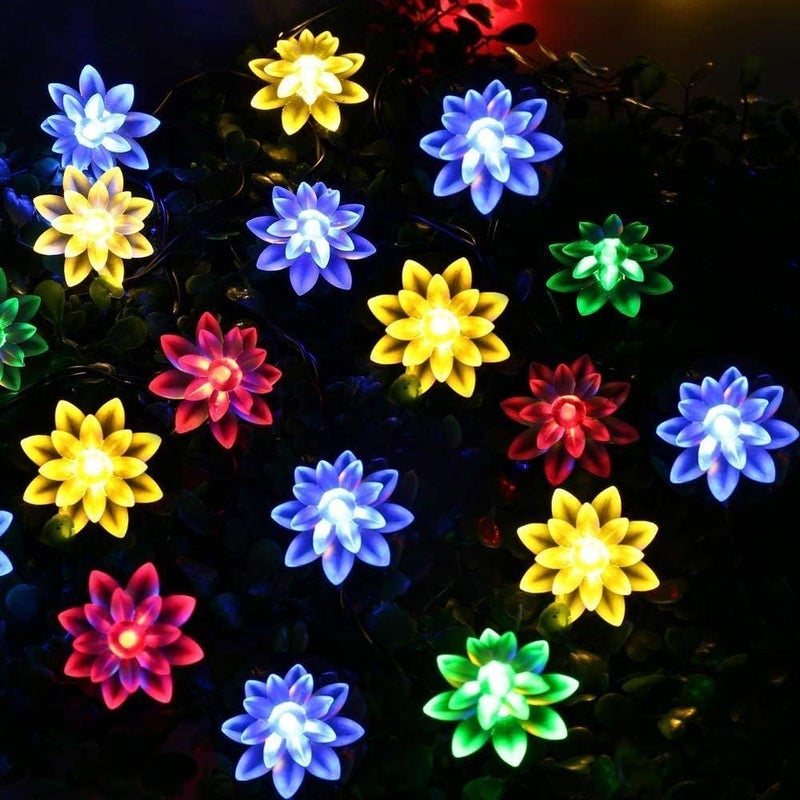 fizzytech Plastic 15 LED Lotus Multi String Lights of Home Decoration Diwali Light for Party Birthday Diwali Christmas Navratri Valentine Gift Home Decoration Light (15 LED Lotus Multi) - Image 1