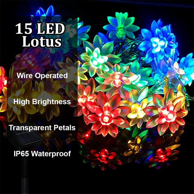 fizzytech Plastic 15 LED Lotus Multi String Lights of Home Decoration Diwali Light for Party Birthday Diwali Christmas Navratri Valentine Gift Home Decoration Light (15 LED Lotus Multi) - Image 4