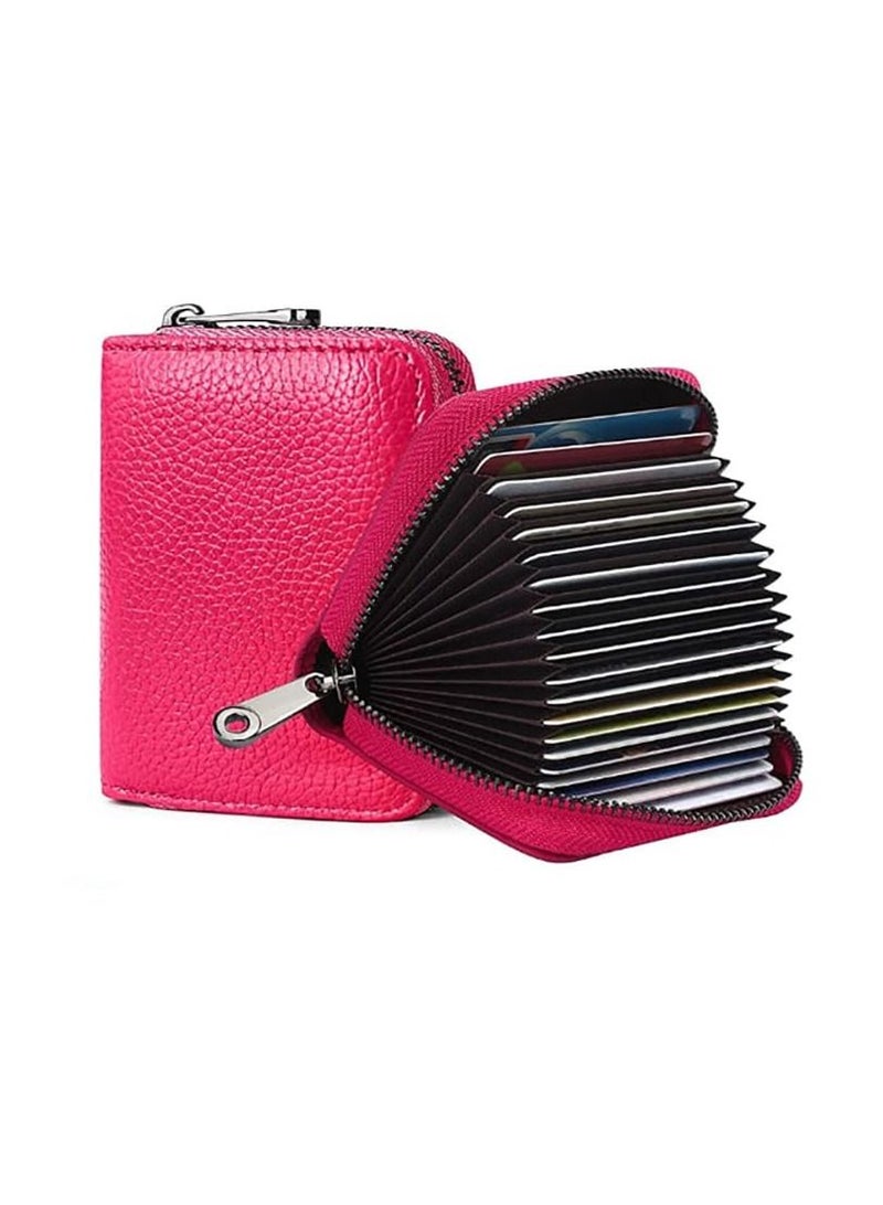 RFID Credit Card Wallet 20 Slots Big Capacity Credit Card Holder for Men and Women Rose Pink - Image 1