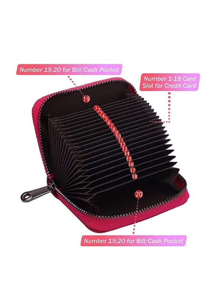 RFID Credit Card Wallet 20 Slots Big Capacity Credit Card Holder for Men and Women Rose Pink - Image 3