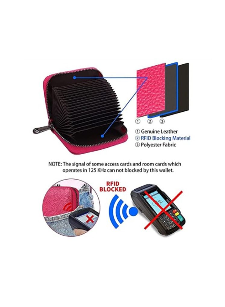 RFID Credit Card Wallet 20 Slots Big Capacity Credit Card Holder for Men and Women Rose Pink - Image 2