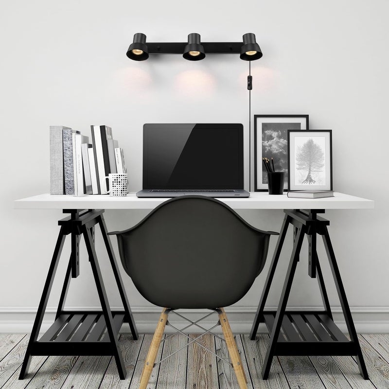 Globe Electric 64000115 22" 3-Light Plug-in Track Lighting, Matte Black, Adjustable Pivoting Heads, 15-Foot Cord, in-Line on/Off Rocker Switch, Modern Ceiling Light Fixture for Apartments or Renters - Image 2