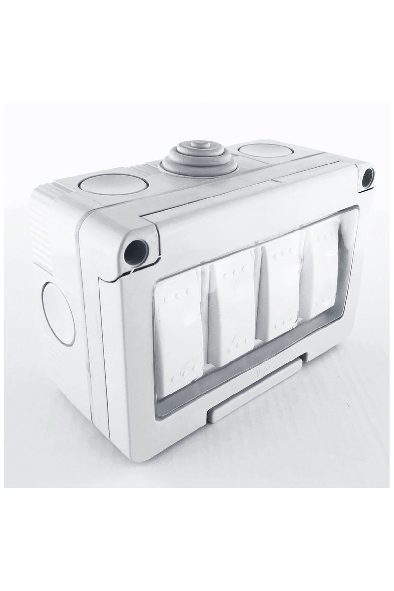 Duravel Outdoor Waterproof Switch Box, IP55-Rated, 4-Gang, White, Weather Resistant - Image 2