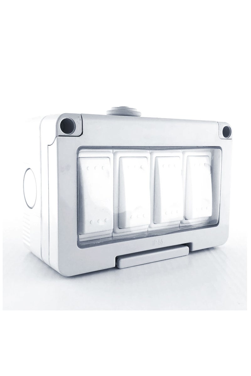 Duravel Outdoor Waterproof Switch Box, IP55-Rated, 4-Gang, White, Weather Resistant - Image 3
