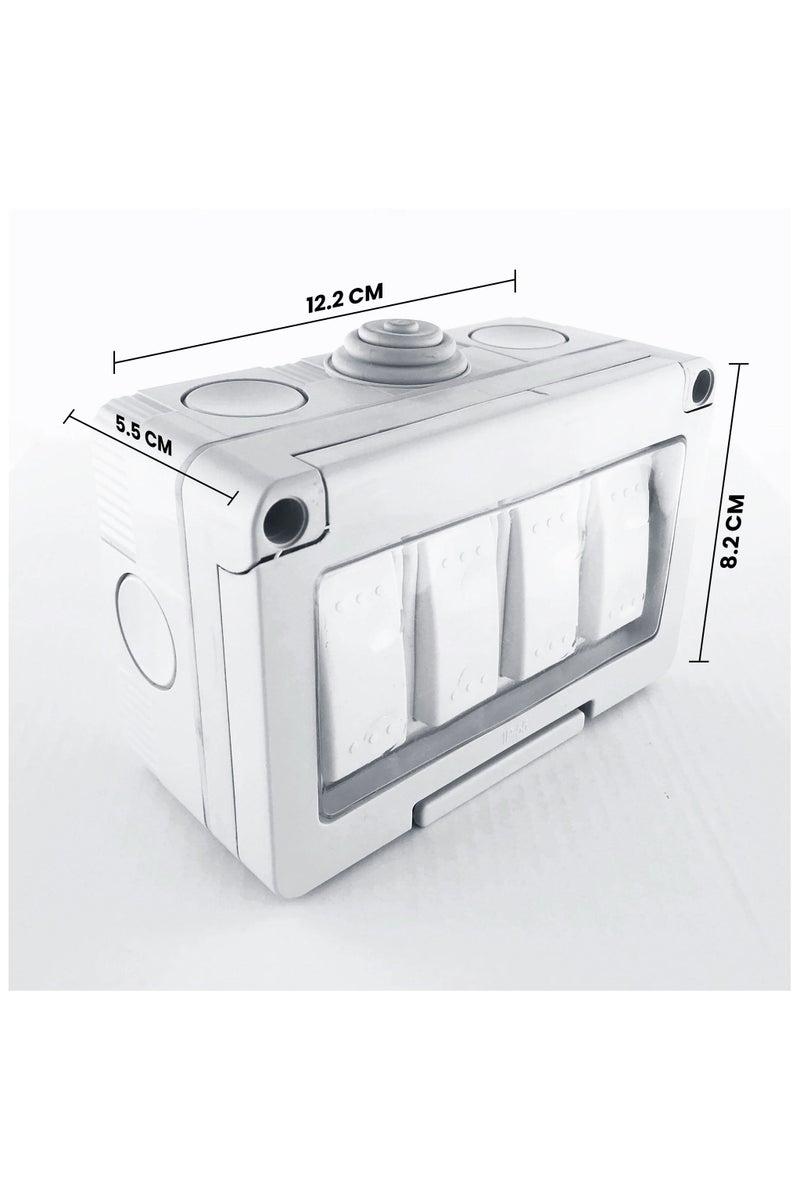Duravel Outdoor Waterproof Switch Box, IP55-Rated, 4-Gang, White, Weather Resistant - Image 4