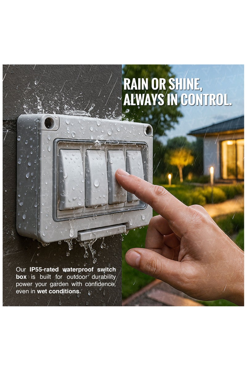 Duravel Outdoor Waterproof Switch Box, IP55-Rated, 4-Gang, White, Weather Resistant - Image 5