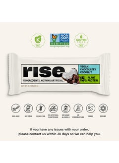 RISE Pea Protein Bar - Chocolately Coconut | Breakfast Bar & Protein Snack 15G Protein Just 5 Whole Food Ingredients Non-Gmo Gluten-Free Soy Free  - Image 3