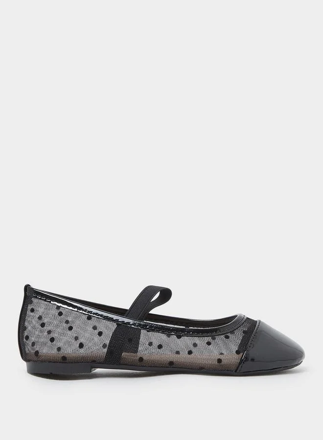 Styli Girls Polka Dot Mesh Slip-On Ballerinas