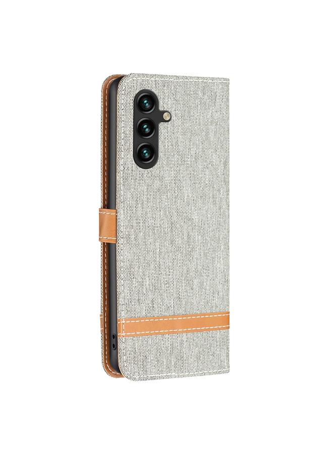 S-TOP Case For Samsung Galaxy A55 Color Block Denim Texture Leather Phone Case - Image 3