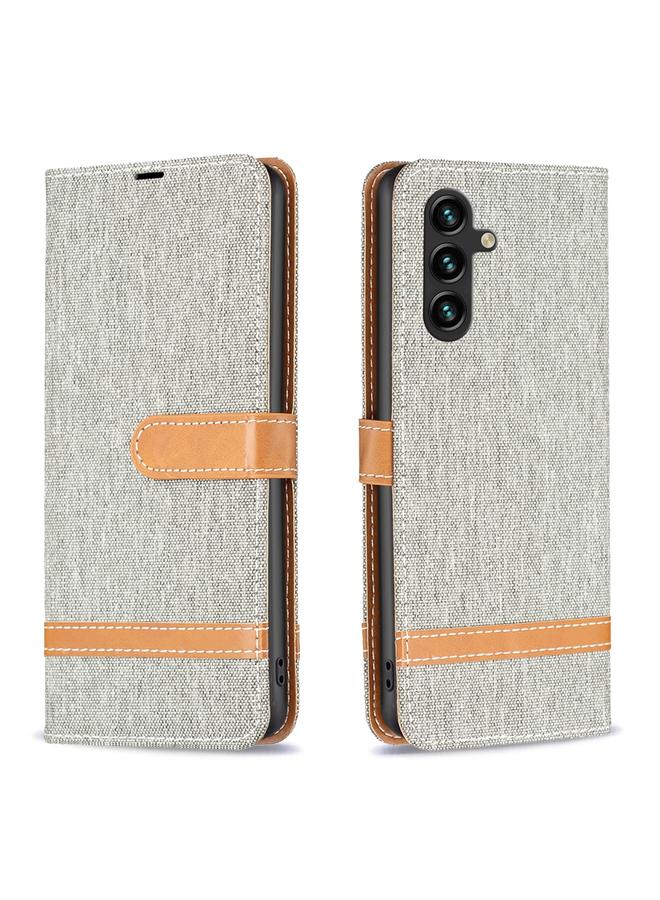 S-TOP Case For Samsung Galaxy A55 Color Block Denim Texture Leather Phone Case - Image 1